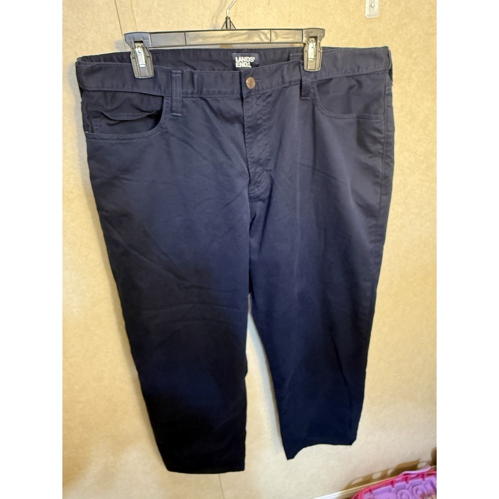 Lands End Mens 40x27.5 Straight 5-Pocket Pants Navy